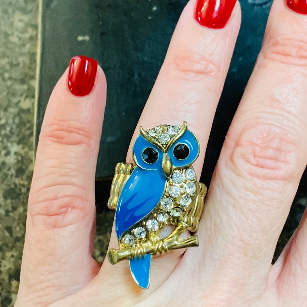 Owl Crystal Adjustable Ring
